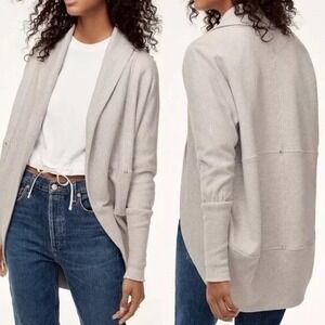 Aritzia Wilfred Beige Diderot Cocoon Open Front Studded Detail‎ Cardigan - Small